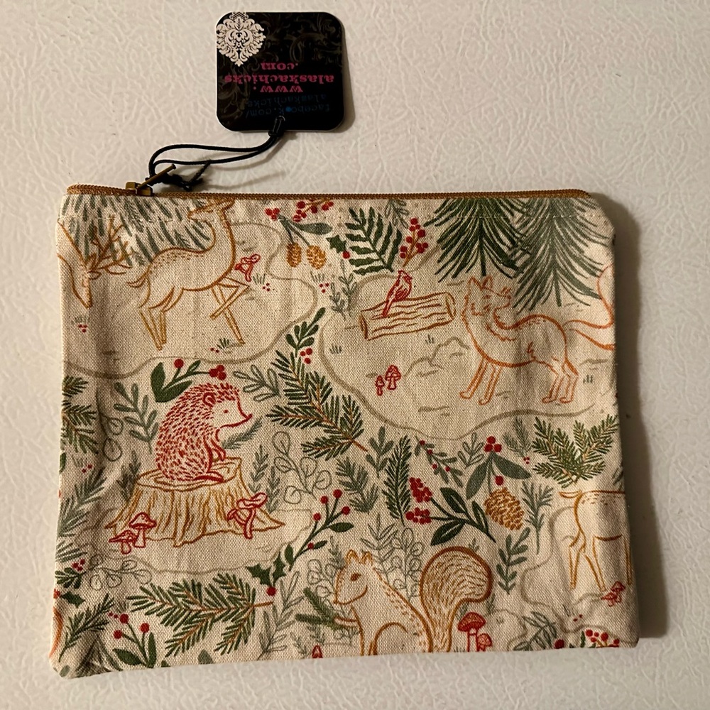 Forest Creature Print Zipper Pouch